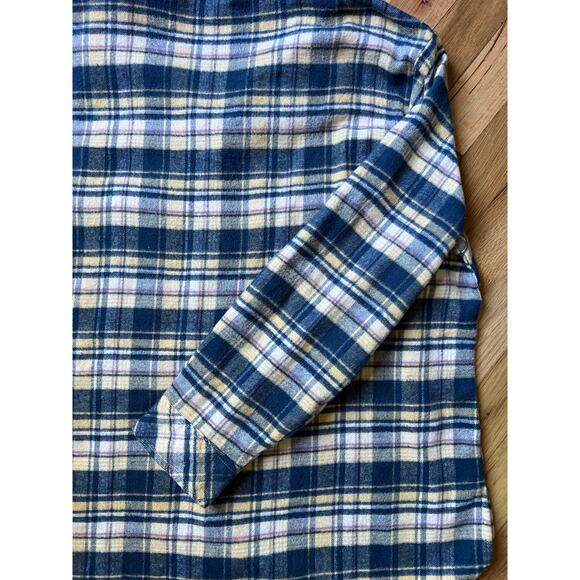 Sanctuary Womens Cozy Blue Plaid Flannel Boyfriend Button Up Shirt Plus Sz 1X - Picture 7 of 14